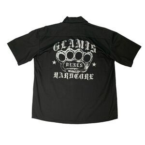 Glamis Dunes Hardcore Shirt Mens L Large Black Short Sleeve Button Up Ride On